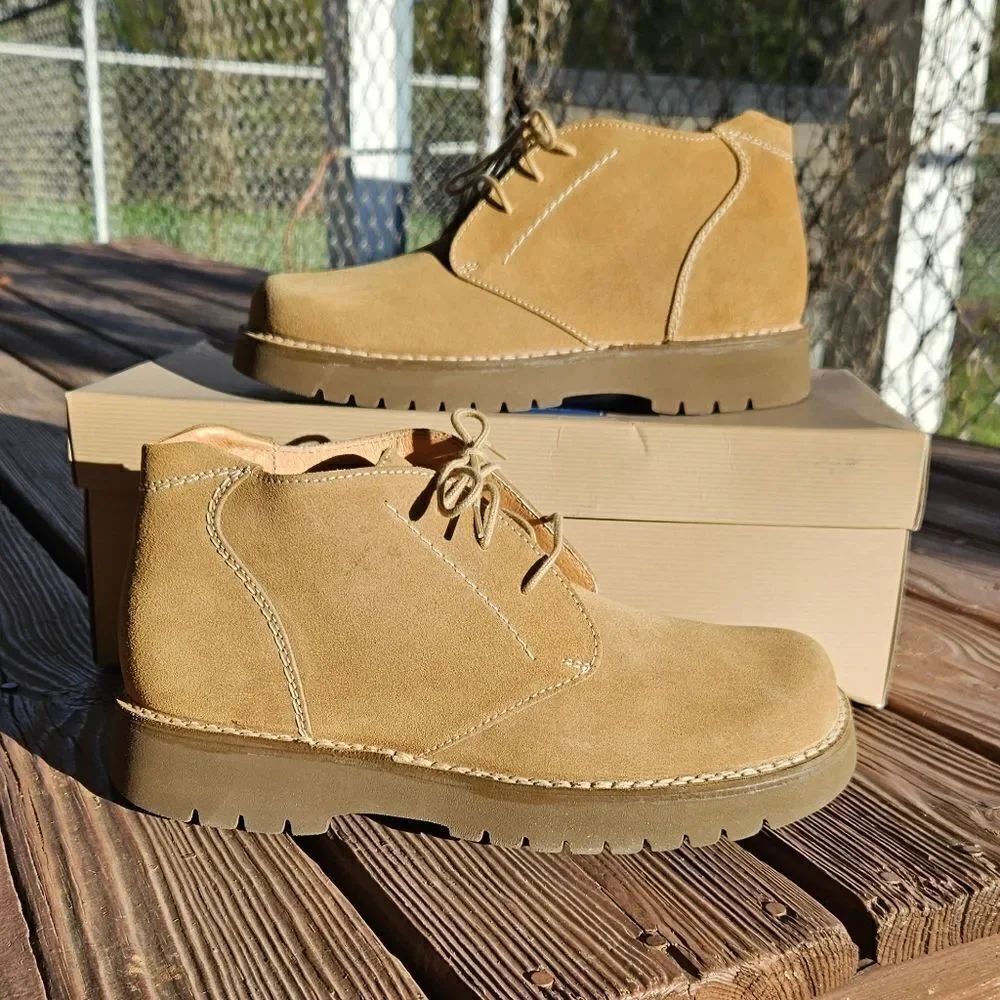 Rockport Beacon Buck Tan Leather Boots Size 8.5